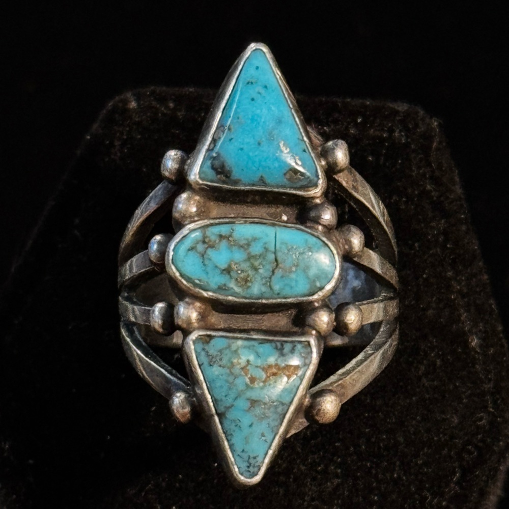 Raymond Hill Vintage Native American Turquoise Sterling Silver Ring Sz 6.5 (16)